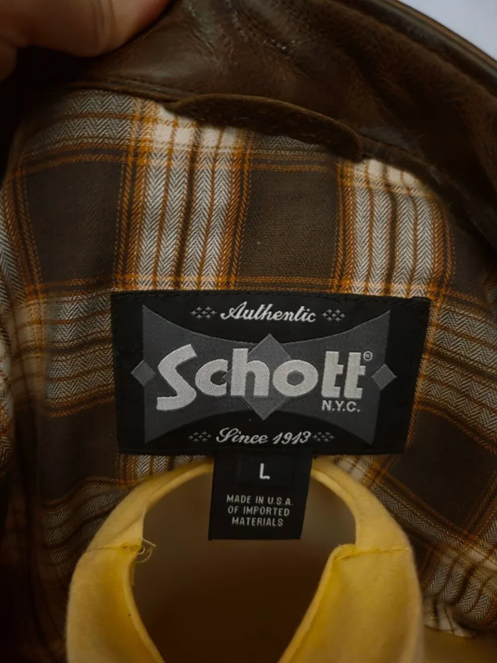 Schott NYC Waxed Natural Pebbled Cowhide Cafe Racer Jacket